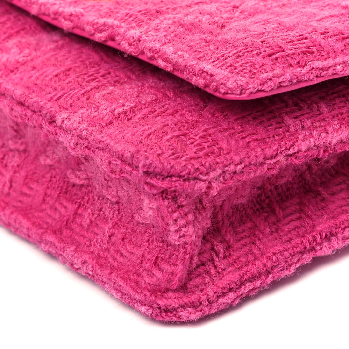 Wool Tweed Lambskin Quilted Chanel 19 Wallet On Chain WOC Fuchsia