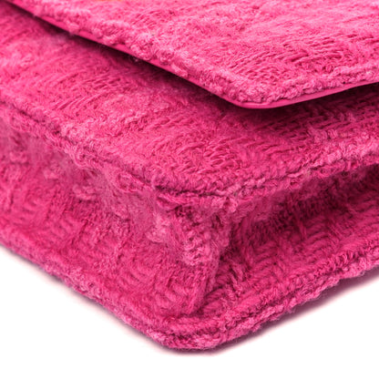 Chanel Wool Tweed Lambskin Quilted Chanel 19 Wallet On Chain WOC Fuchsia 8 of 8