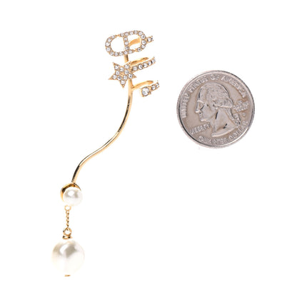 Christian Dior Crystal Pearl Clair D Lune Wrap Around Earring Gold 2 of 5