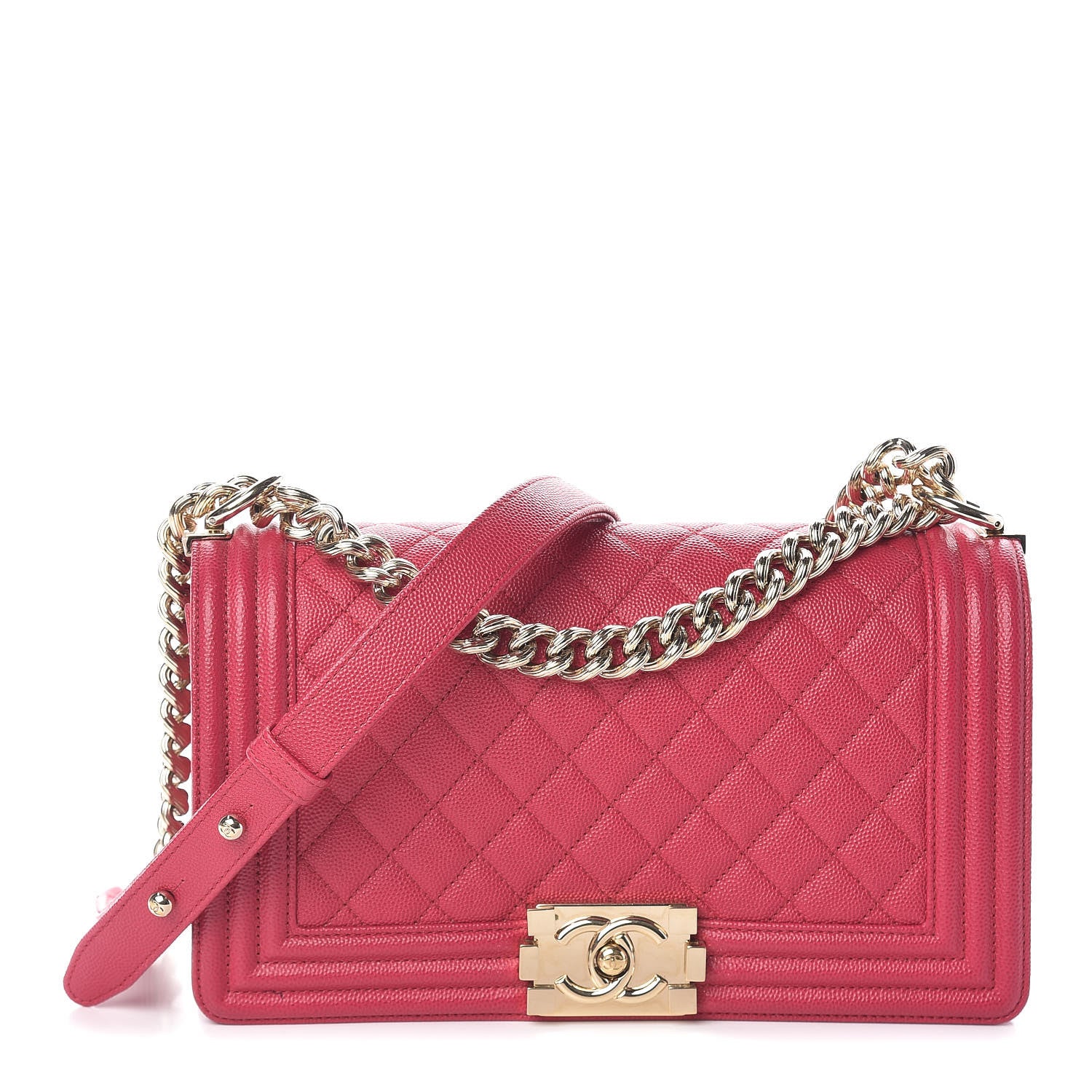 Chanel Caviar Quilted Medium Boy Flap Dark Pink 1 of 11