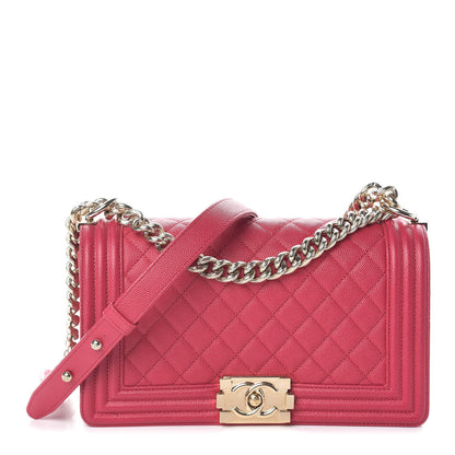 Chanel Caviar Quilted Medium Boy Flap Dark Pink 1 of 11