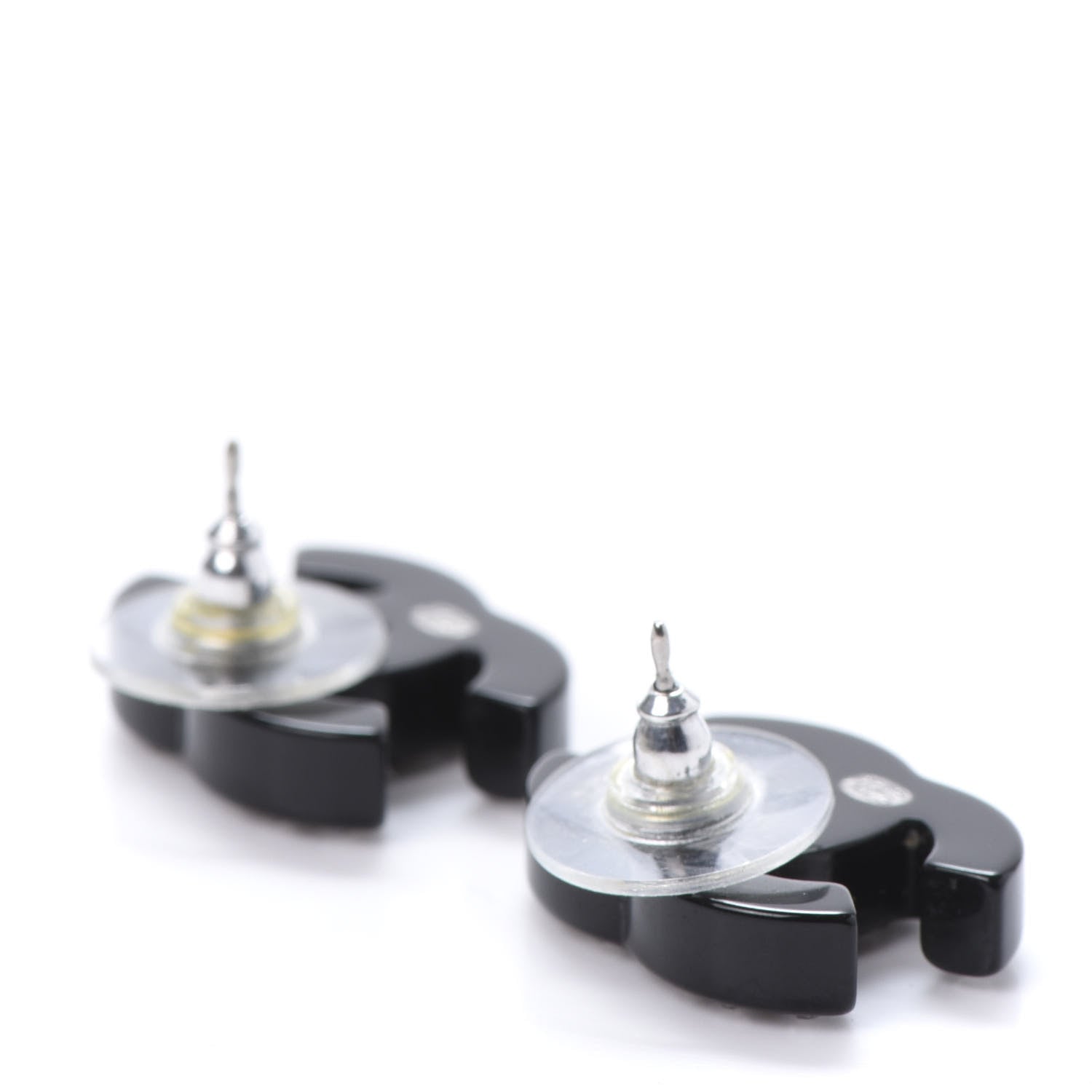 Chanel Resin Crystal CC Earrings Black 3 of 5