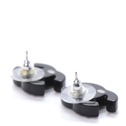 Chanel Resin Crystal CC Earrings Black 3 of 5