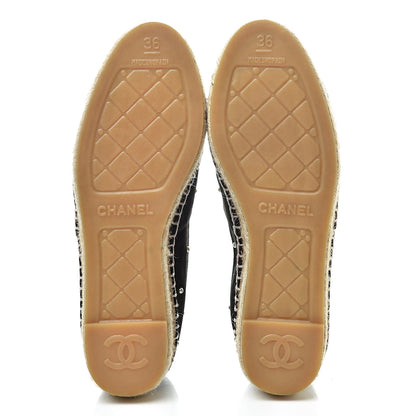 Chanel Suede Pearl CC Espadrilles 36 Black 6 of 11