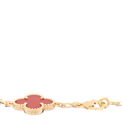 Van Cleef & Arpels VAN CLEEF & ARPELS 18K Yellow Gold Carnelian 5 Motifs Vintage Alhambra Bracelet 3 of 4