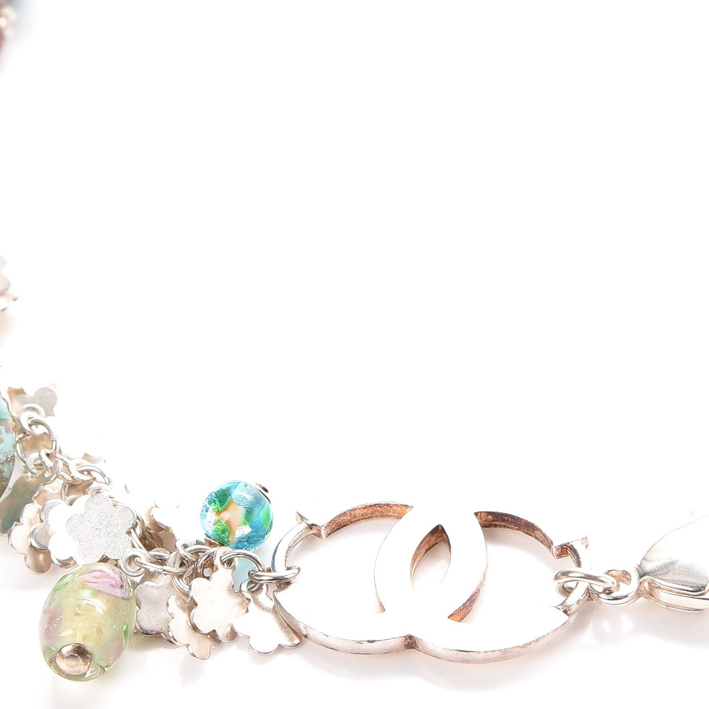 Glass Beaded Charm CC Belt Silver Multicolor