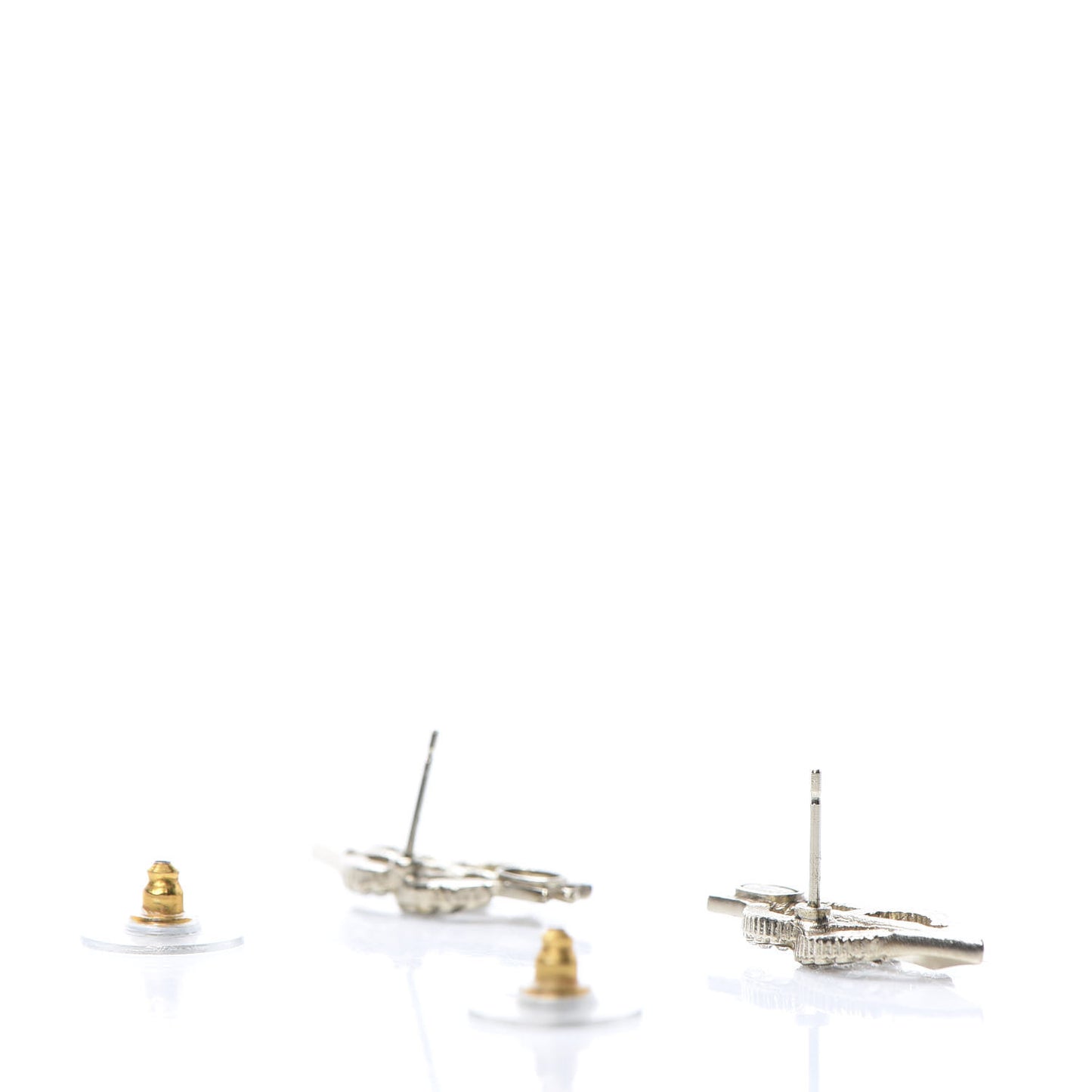 Metal Crystal CC Arrow Earrings Gold