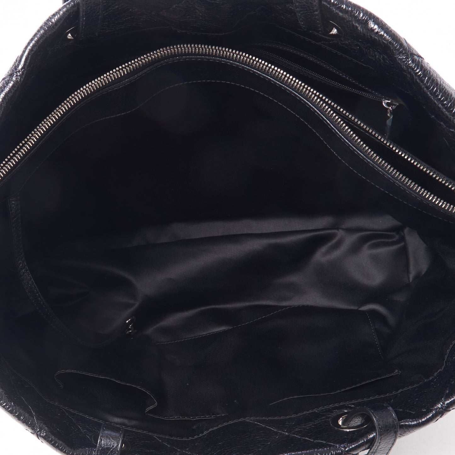 Glazed Calfskin Large On The Road Tote Black