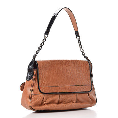 Fendi Nappa Patent B Bis Flap Bag Osso Black 3 of 17