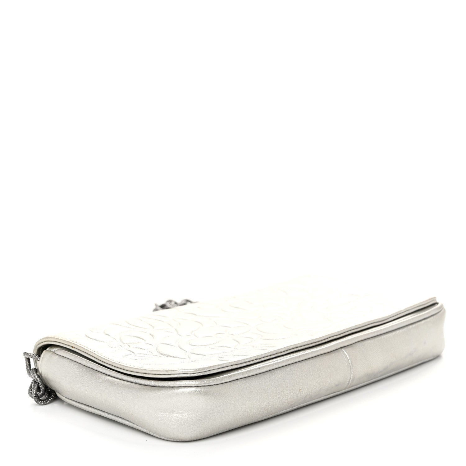 Chanel Metallic Lambskin Camellia Single Flap Silver 4 of 11