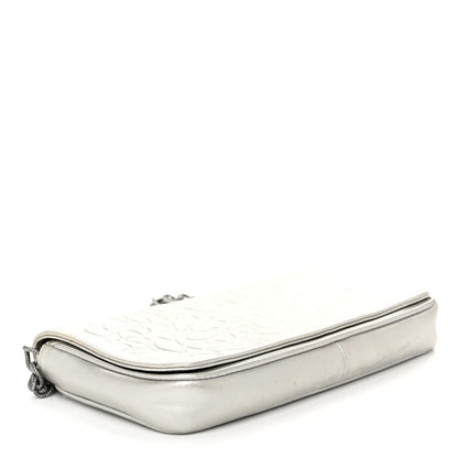 Chanel Metallic Lambskin Camellia Single Flap Silver 4 of 11
