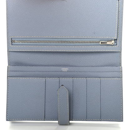 Hermes Epsom Bi-Color Bearn Gusset Wallet Lime Bleu Lin 5 of 8