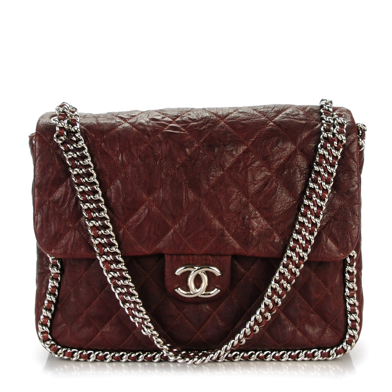 Chanel Washed Lambskin Maxi Chain Around Flap Bag Dark Brown 1 of 7