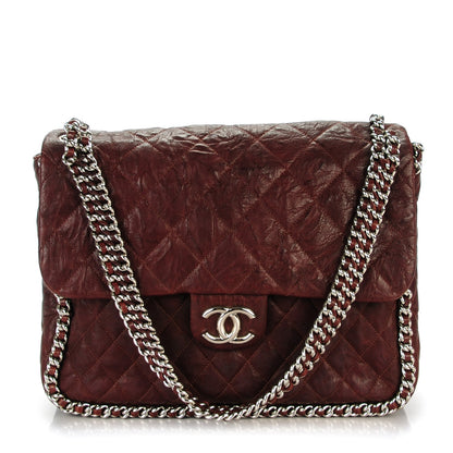 Chanel Washed Lambskin Maxi Chain Around Flap Bag Dark Brown 1 of 7