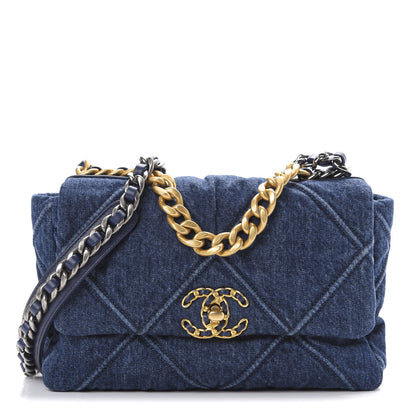 Chanel Denim Quilted Medium 19 Flap Blue 1 of 10