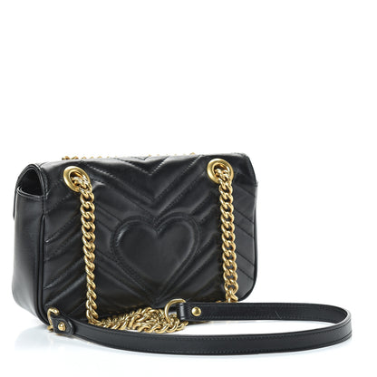 Gucci Calfskin Matelasse Mini GG Marmont Shoulder Bag Black 2 of 14