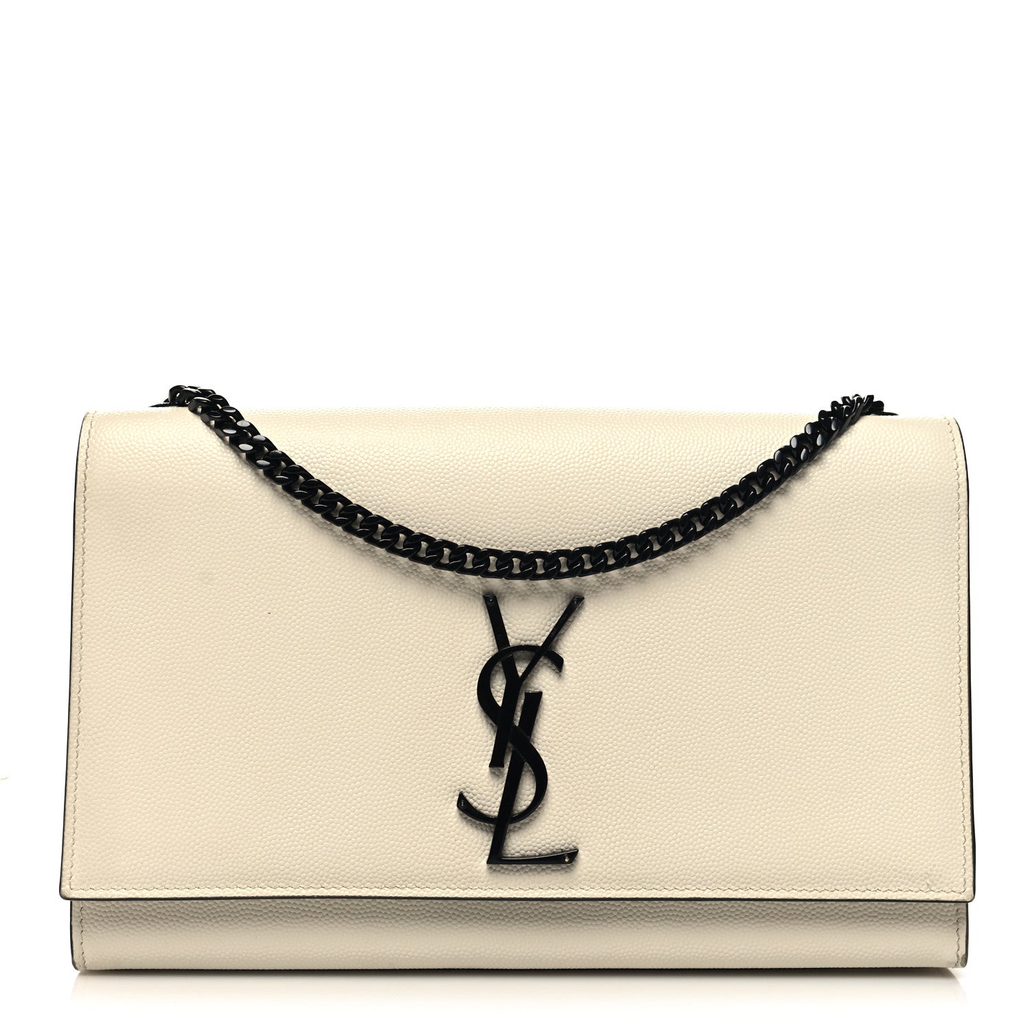 Saint Laurent Grain De Poudre Medium Classic Monogram Kate Satchel Porcellana Black 1 of 10