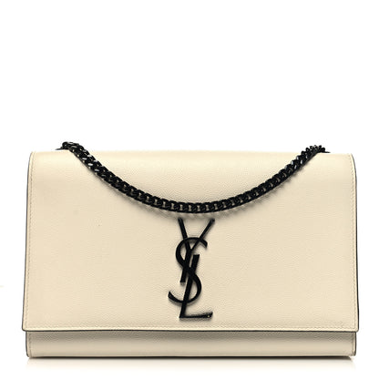 Saint Laurent Grain De Poudre Medium Classic Monogram Kate Satchel Porcellana Black 1 of 10