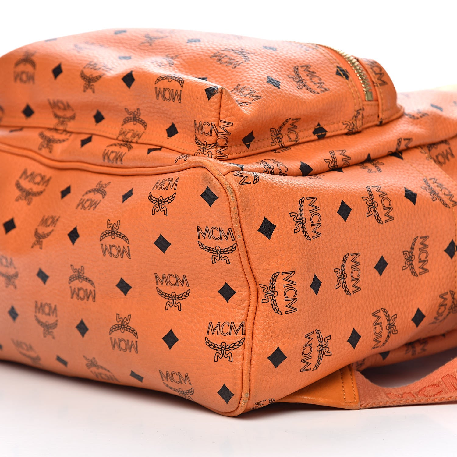 MCM Visetos Side Stud Medium Stark Backpack Orange 8 of 9