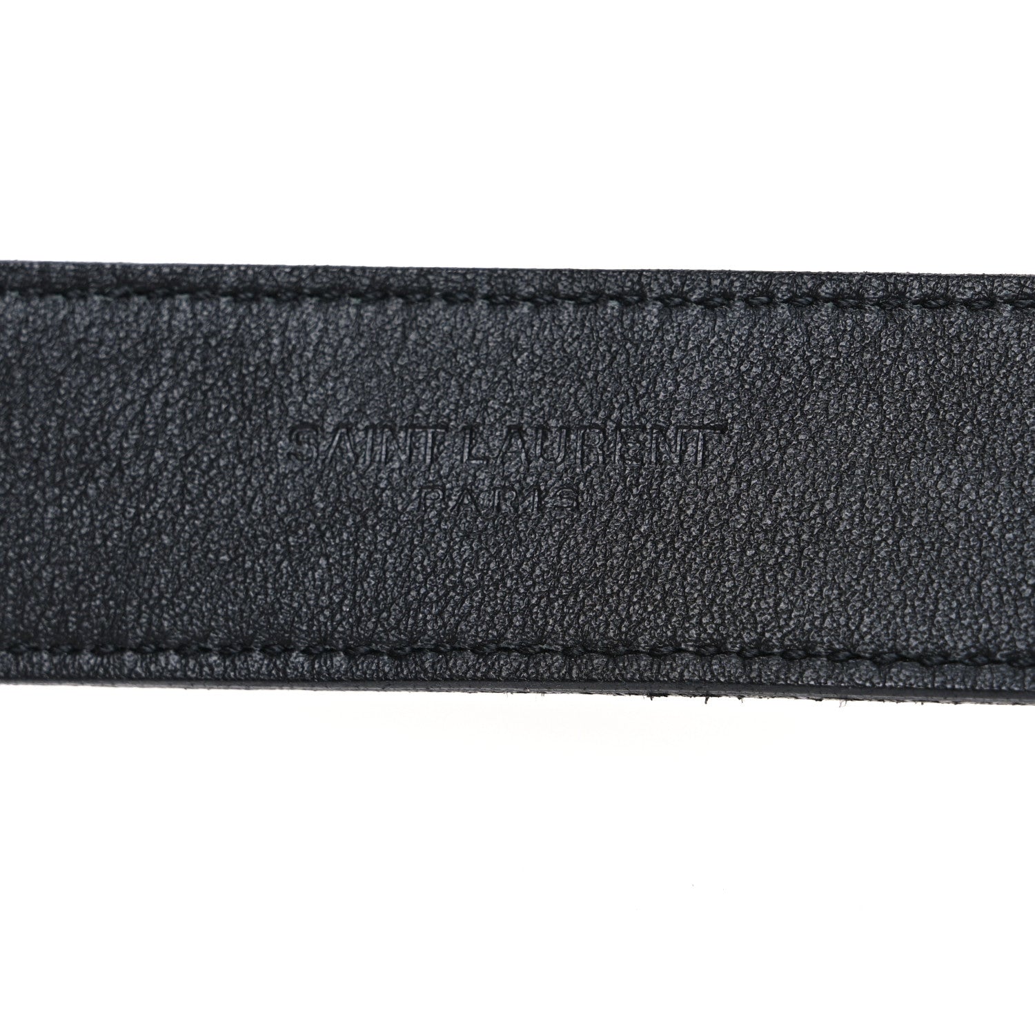 Saint Laurent Snakeskin Calfskin Crocodile Embossed Buckle Belt Black 5 of 6