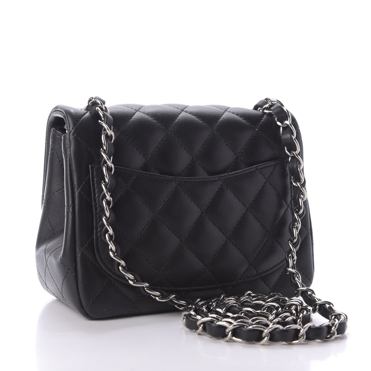 Lambskin Quilted Mini Square Flap Black