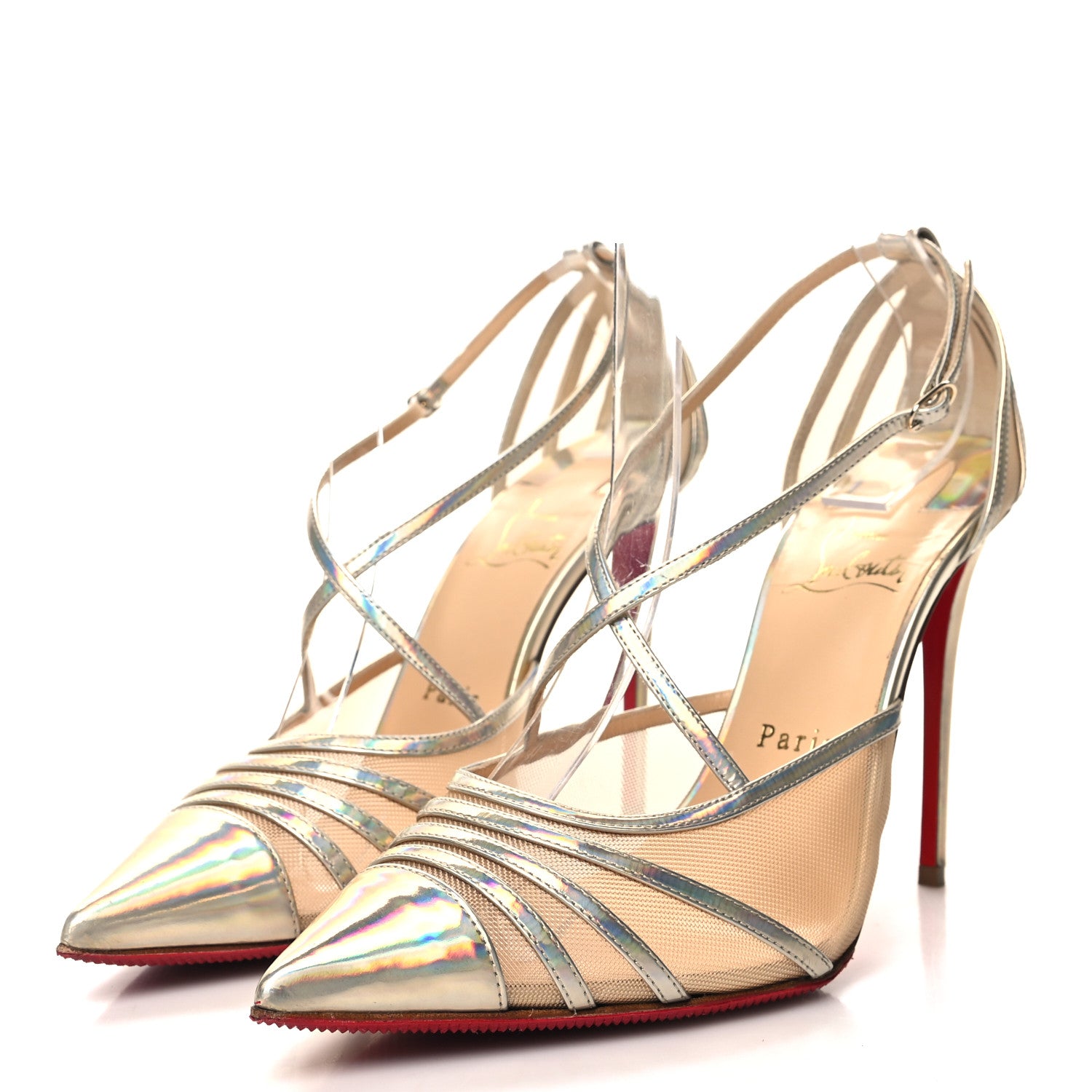Christian Louboutin Kid Rete Theodorella 100 Pump 38 Platine 3 of 9