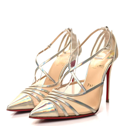 Christian Louboutin Kid Rete Theodorella 100 Pump 38 Platine 3 of 9