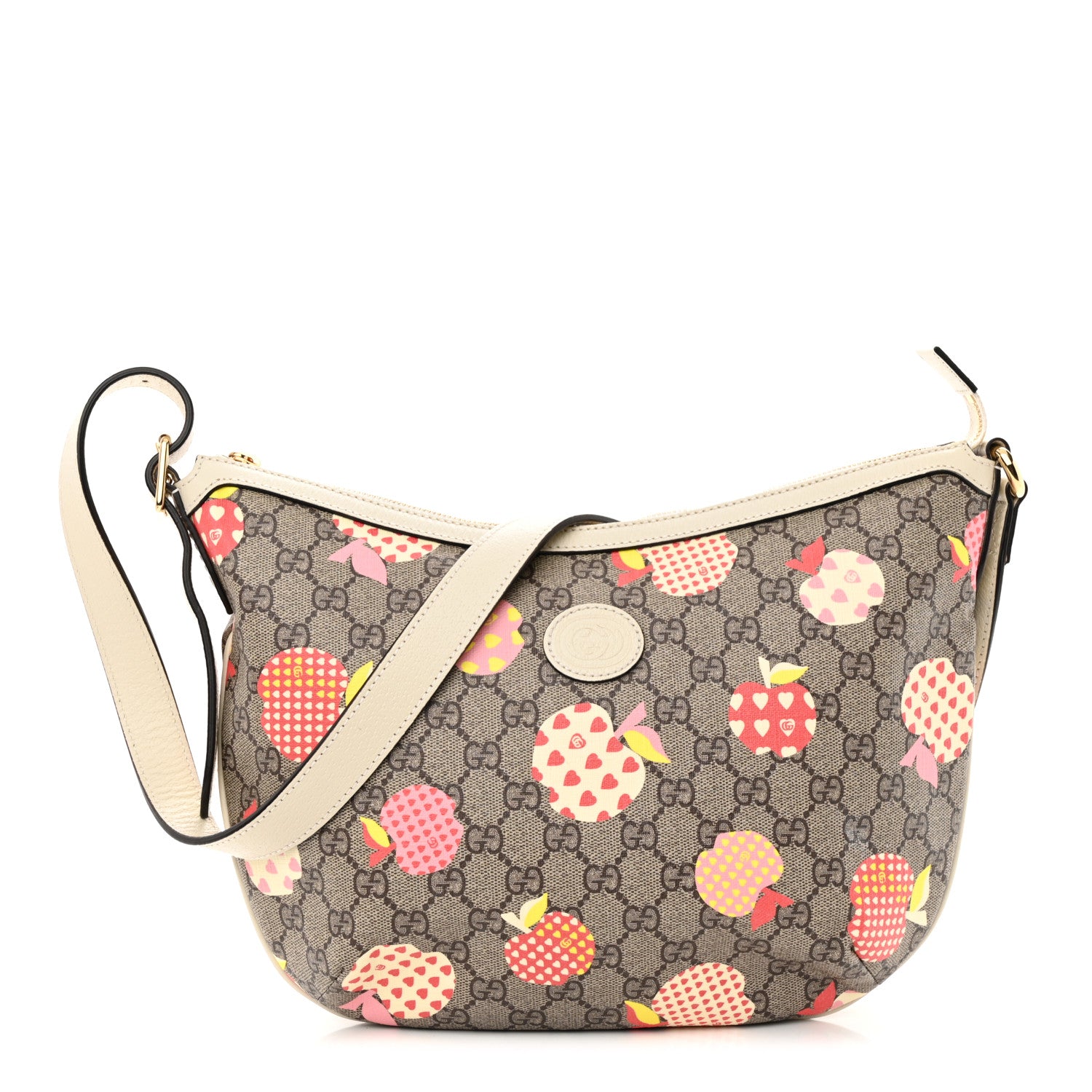 Gucci GG Supreme Monogram Les Pommes Small Ophidia Half Moon Hobo Beige Multicolor Mystic White 1 of 12