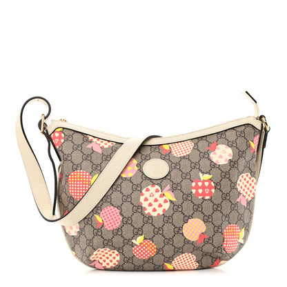 Gucci GG Supreme Monogram Les Pommes Small Ophidia Half Moon Hobo Beige Multicolor Mystic White 1 of 12