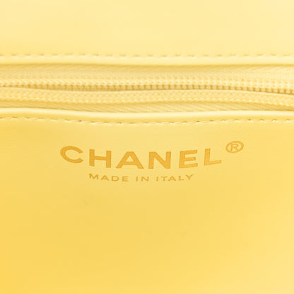 Chanel Shiny Aged Calfskin Quilted Nano Kelly Shopper Light Yellow 6 of 10