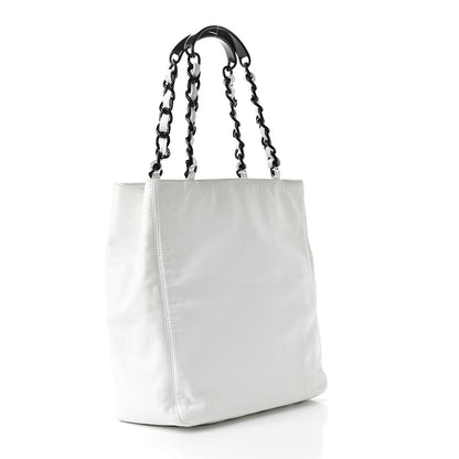 Chanel Calfskin Chain CC Small Tote White 3 of 22