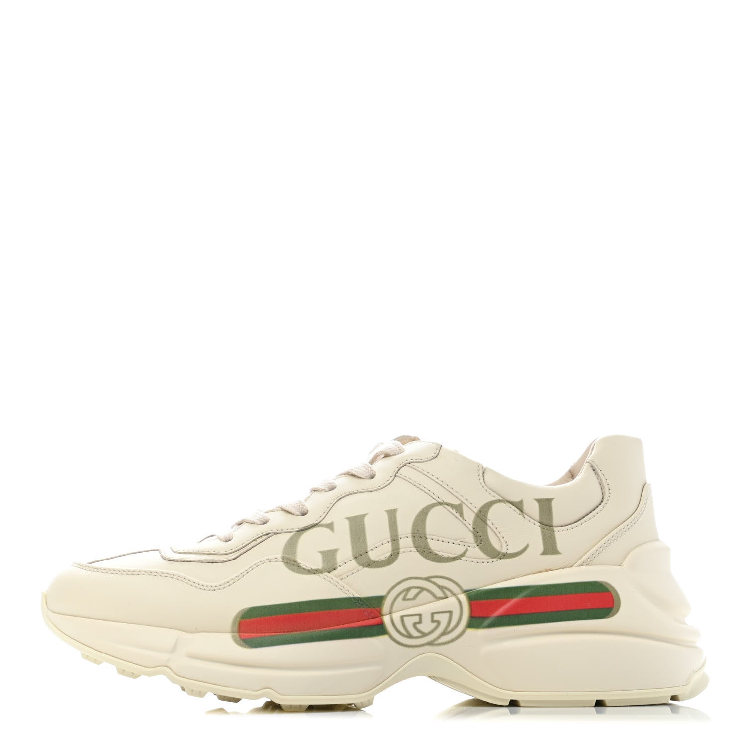 Gucci Calfskin Logo Womens Rhyton Sneakers 38.5 Ivory 1 of 4