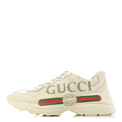 Gucci Calfskin Logo Womens Rhyton Sneakers 38.5 Ivory 1 of 4