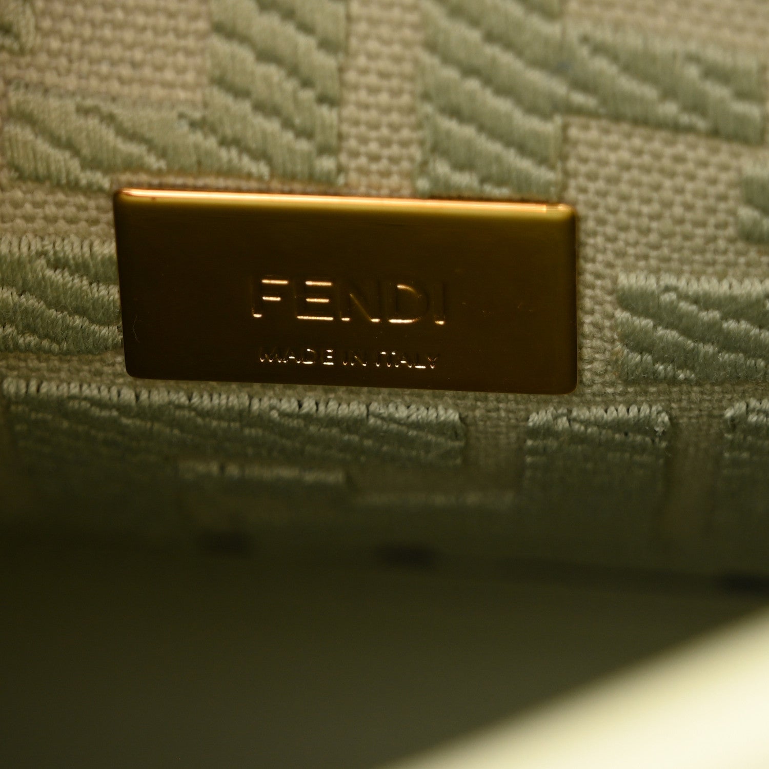 Fendi Vitello Seta Canvas FF Embroidered Mini Peekaboo Iconic Satchel Green Tea 6 of 9