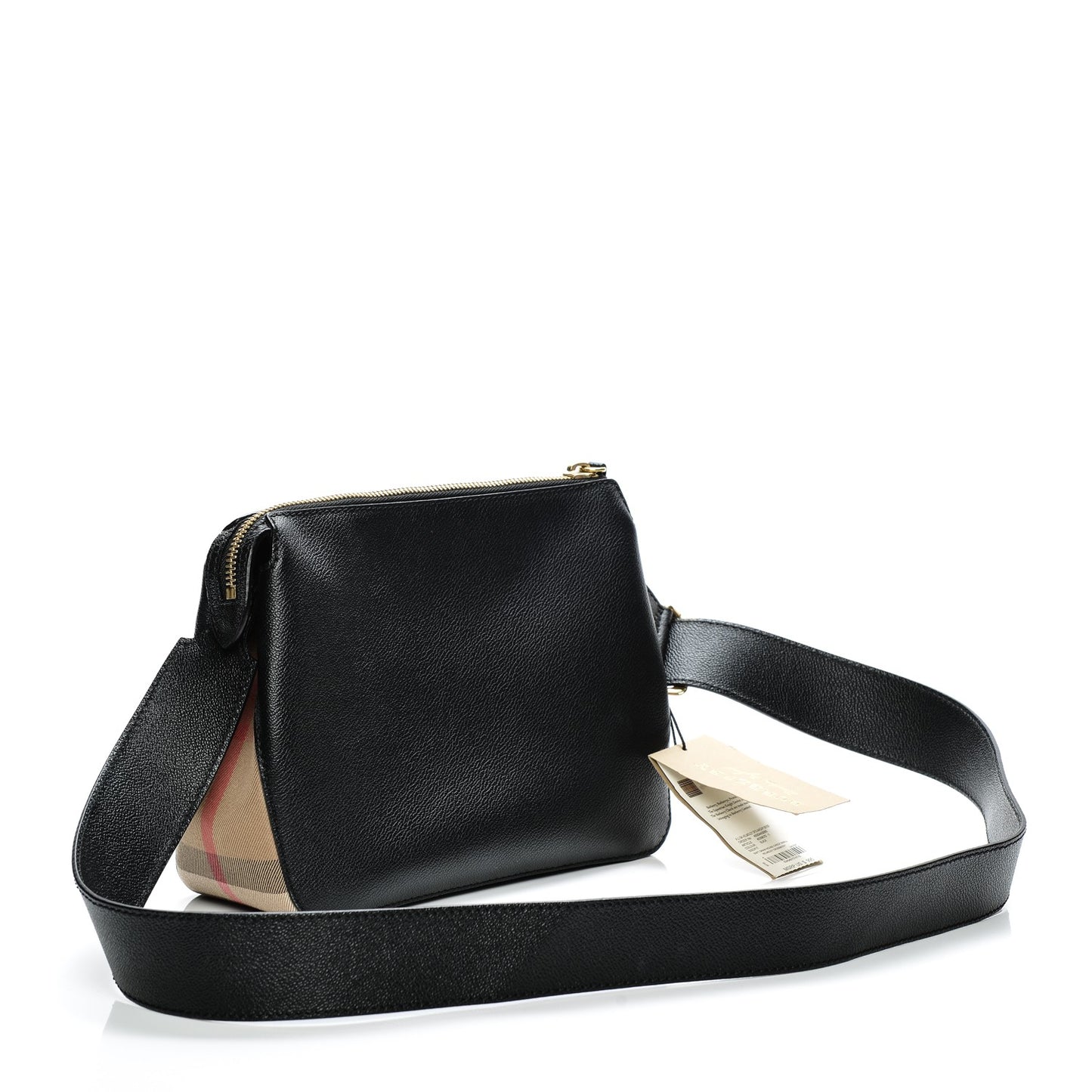 Soft Grain Calfskin House Check Small Helmsley Crossbody Black