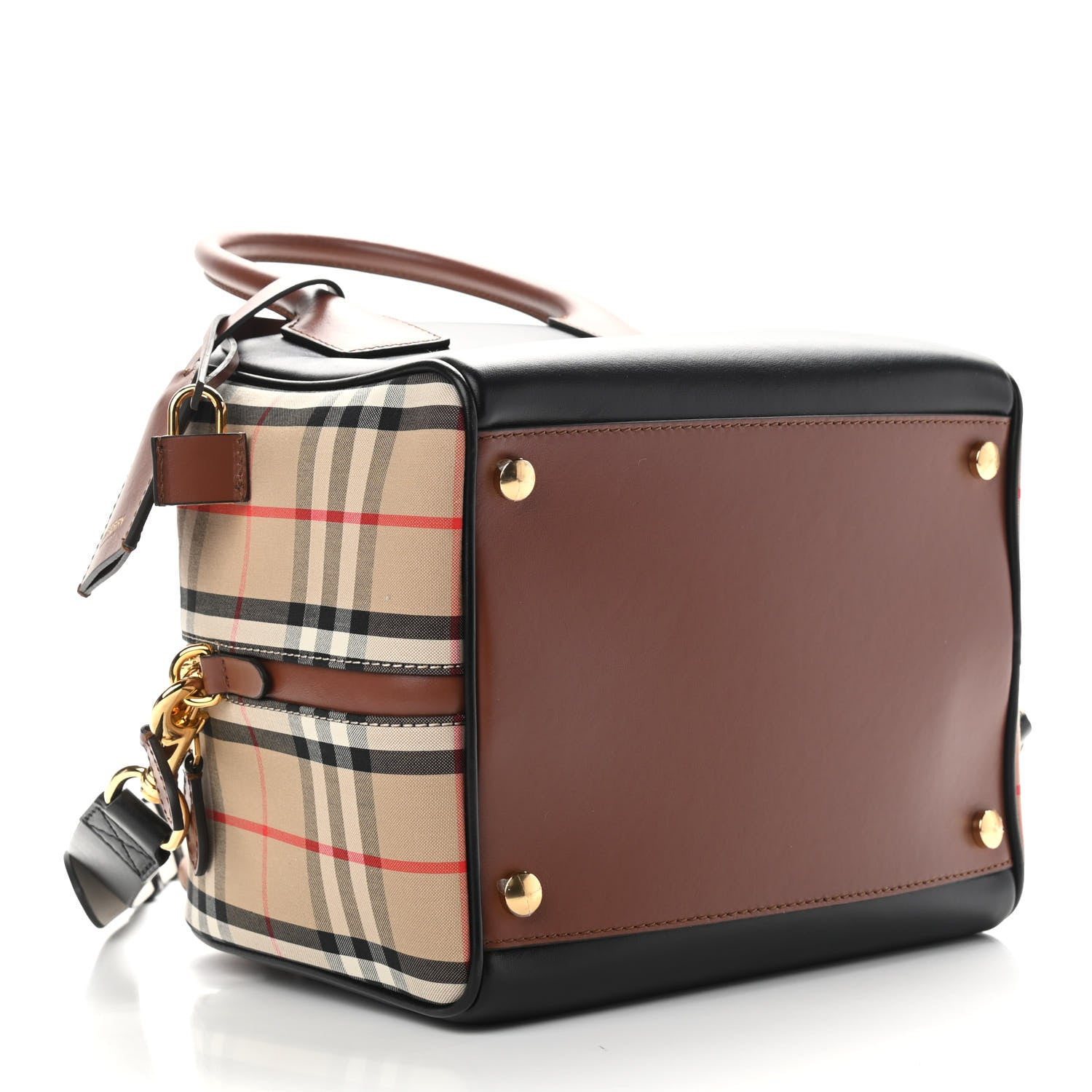 Burberry Smooth Calfskin Small Cube Bowling Bag Black 4 of 9