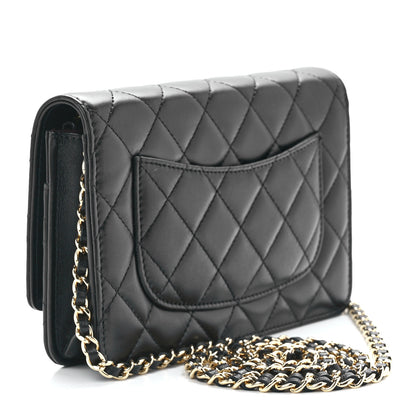 Chanel Lambskin Quilted Wallet On Chain WOC Black 3 of 12