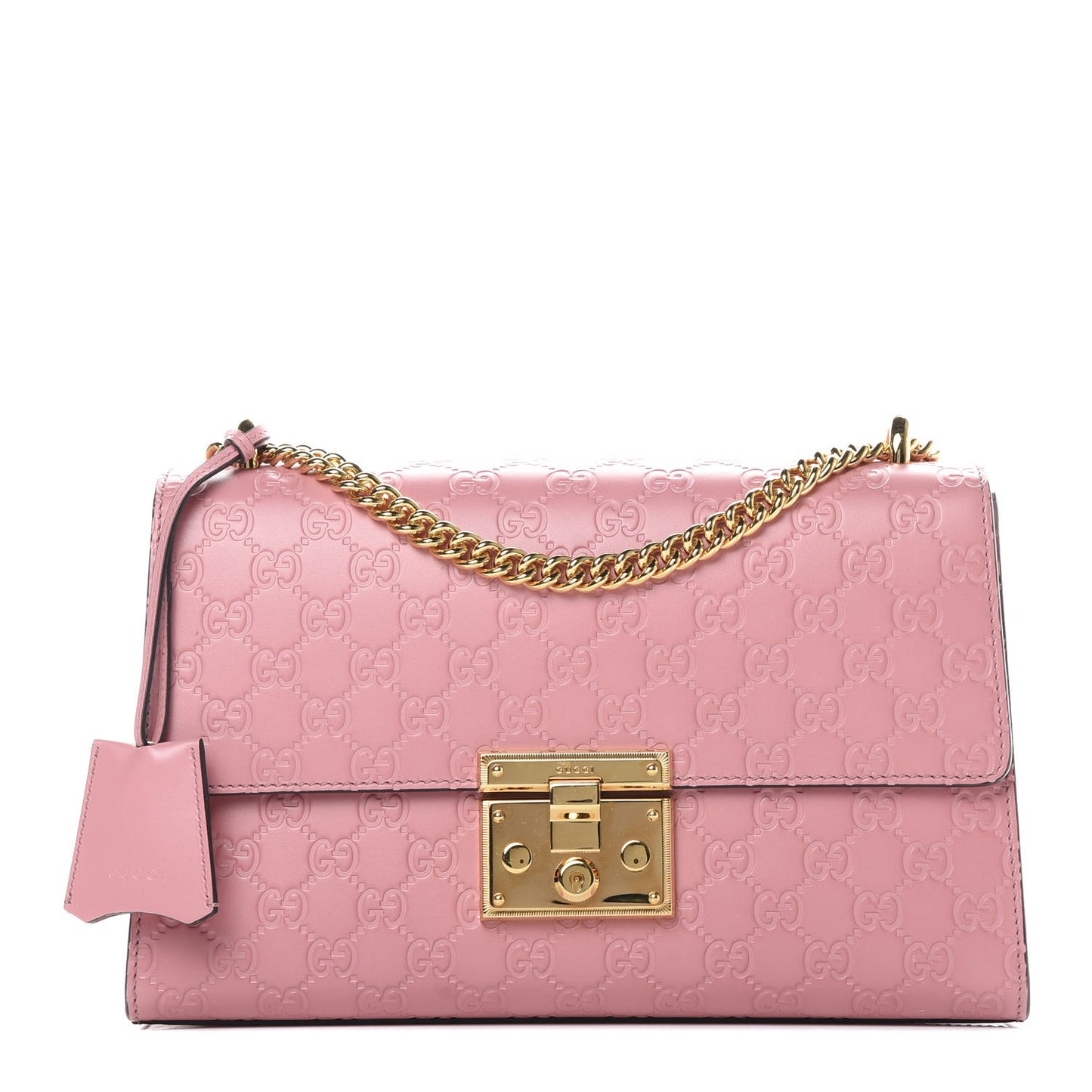 Guccissima Signature Medium Padlock Shoulder Bag Rose Baby Candy