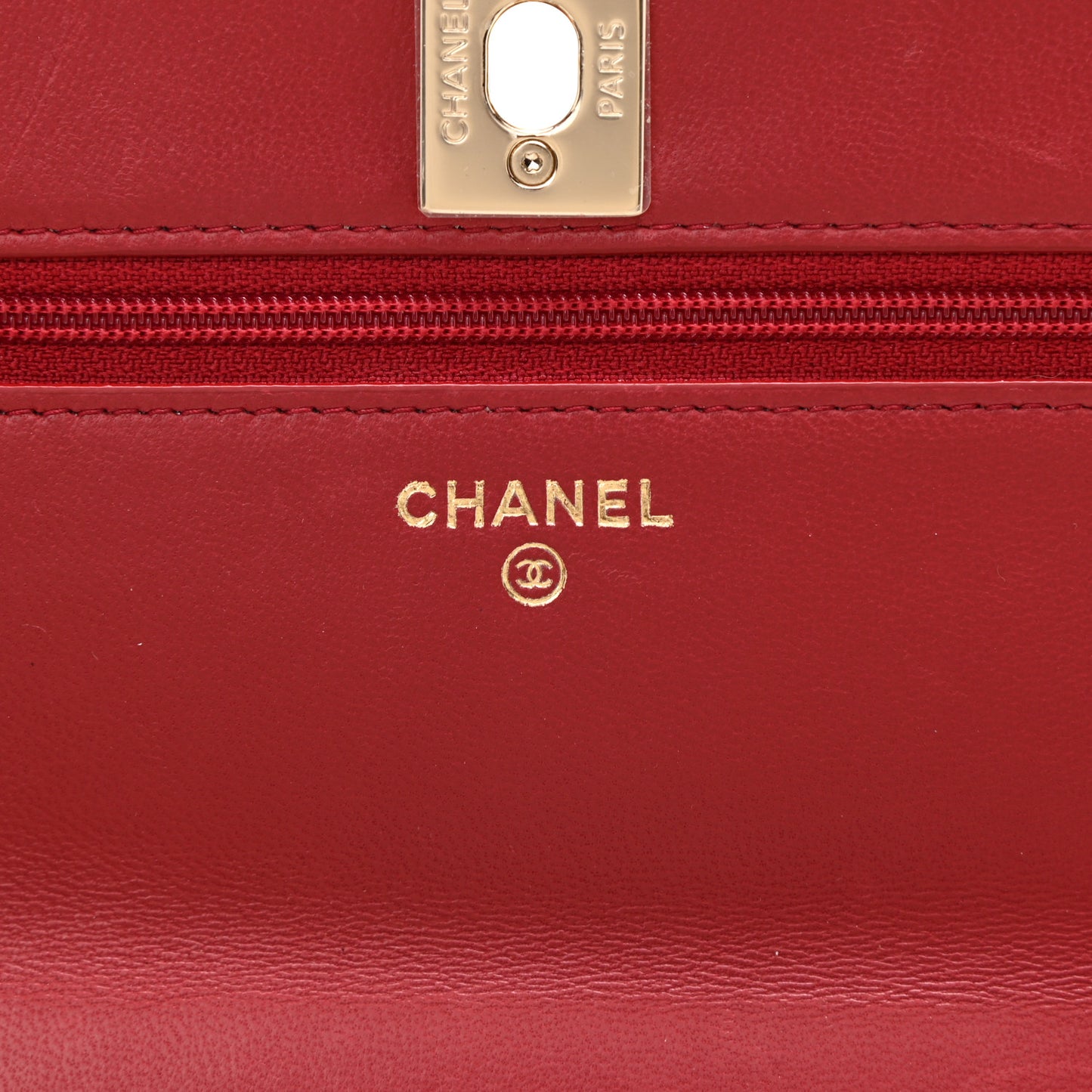 Lambskin Quilted Trendy CC Wallet On Chain WOC Red