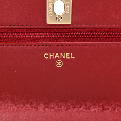 Chanel Lambskin Quilted Trendy CC Wallet On Chain WOC Red 5 of 11