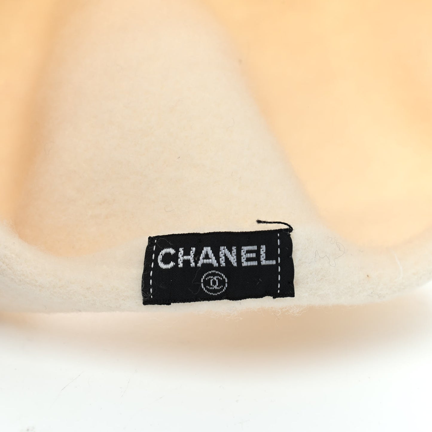 Wool PVC Camellia CC Beret Cream