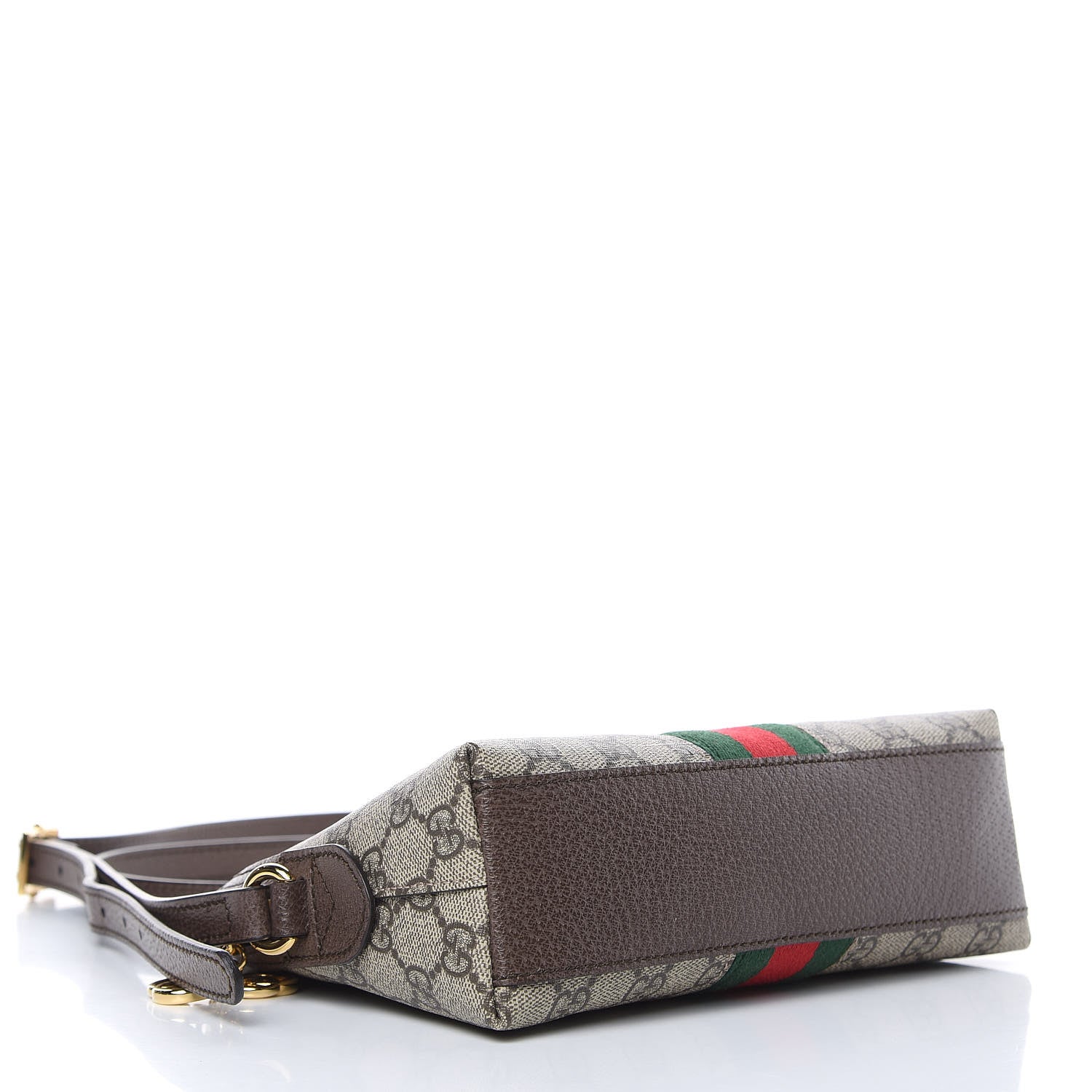 Gucci GG Supreme Monogram Textured Dollar Calfskin Web Small Ophidia Dome Shoulder Bag Beige Ebony New Acero 4 of 9
