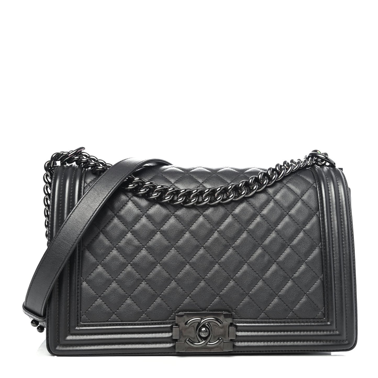 Calfskin Quilted New Medium Boy Flap So Black