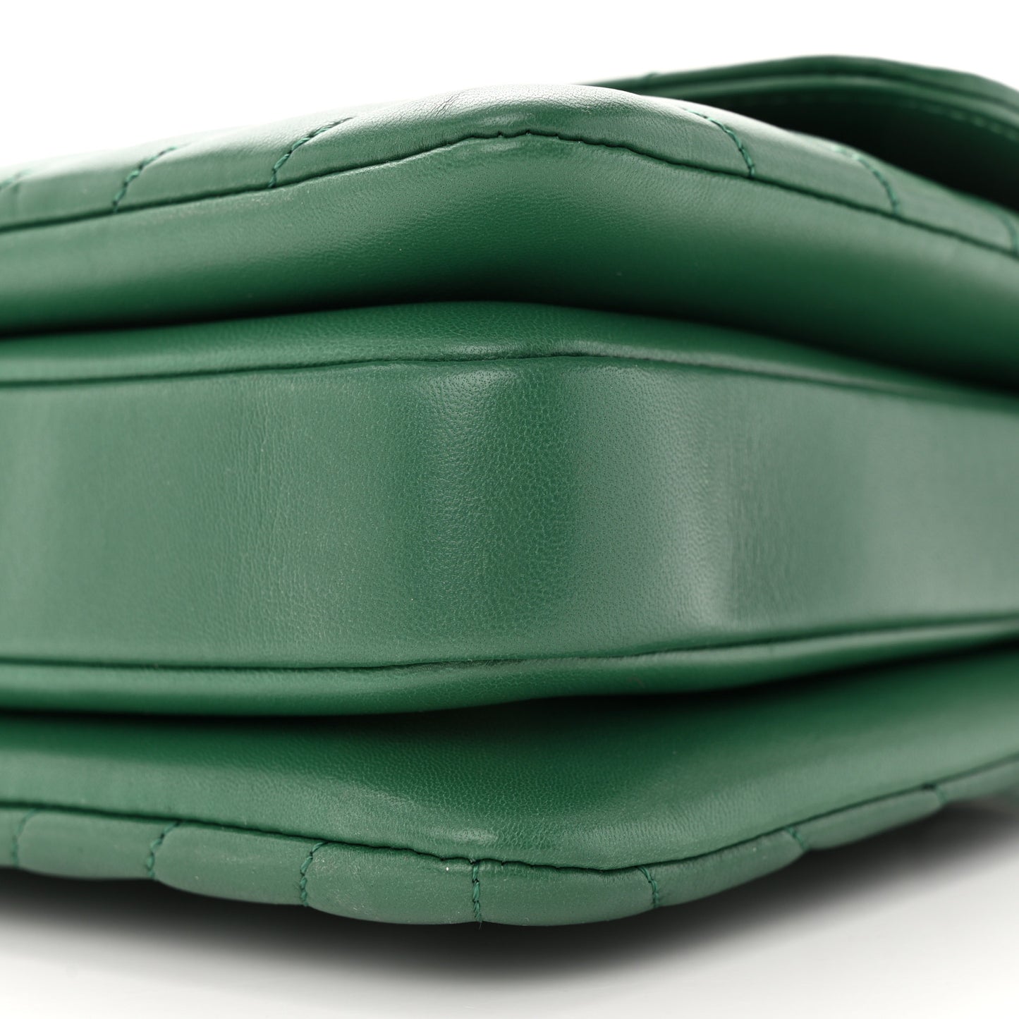 Lambskin Chevron Quilted Small Trendy CC Dual Handle Flap Bag Green