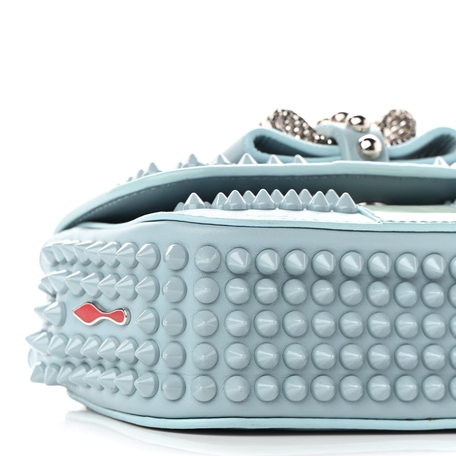 Christian Louboutin Calfskin Spikes Sweety Charity Shoulder Bag Blue 8 of 8
