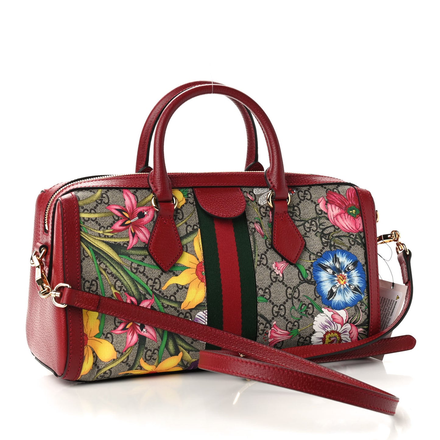 GG Supreme Monogram Flora Web Medium Ophidia Boston Red