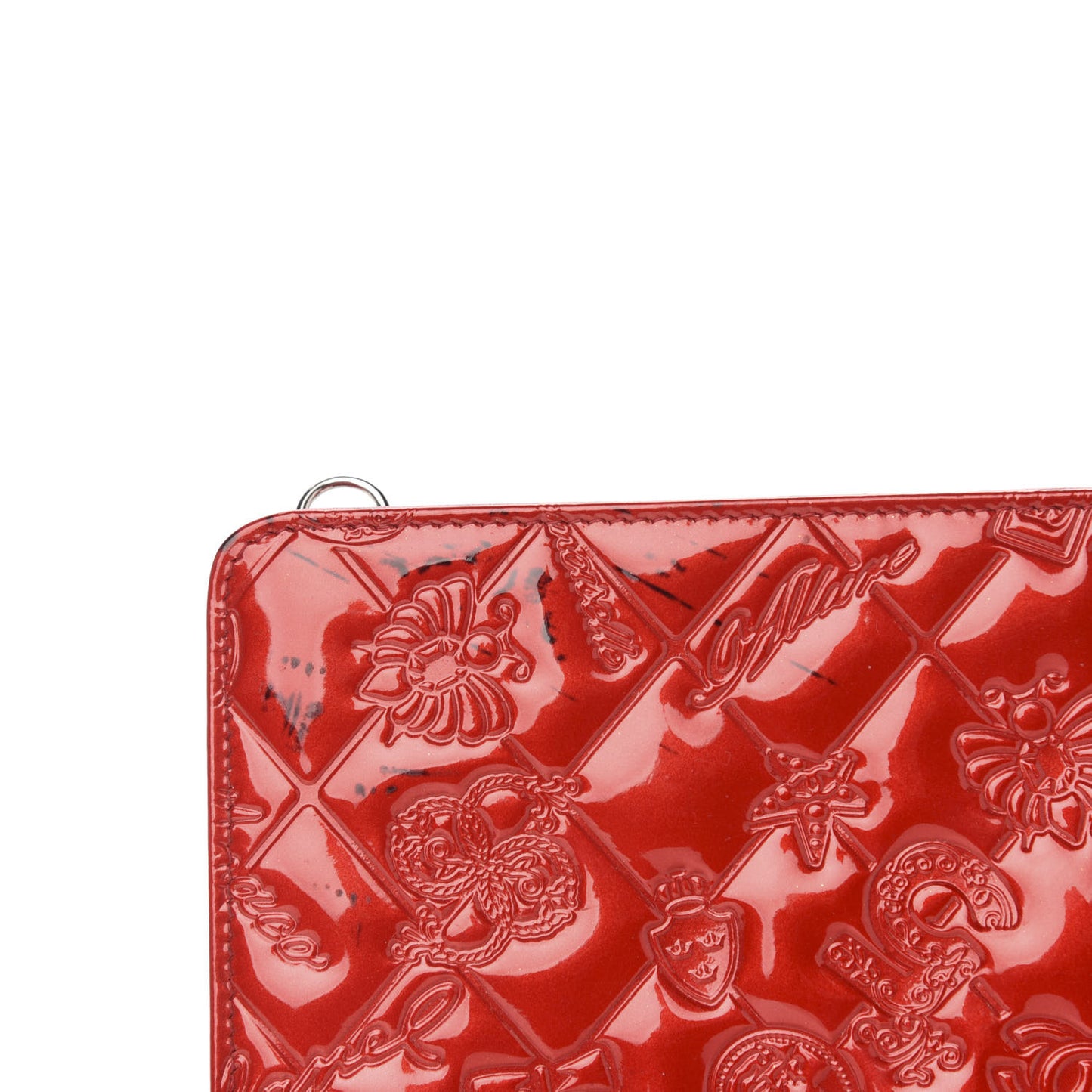 Patent Calfskin Lucky Symbols Pochette Red