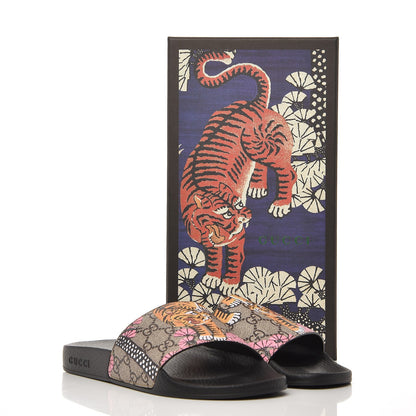 Gucci GG Supreme Monogram Bengal Slide Sandals 39 Beige Pink 9 of 9