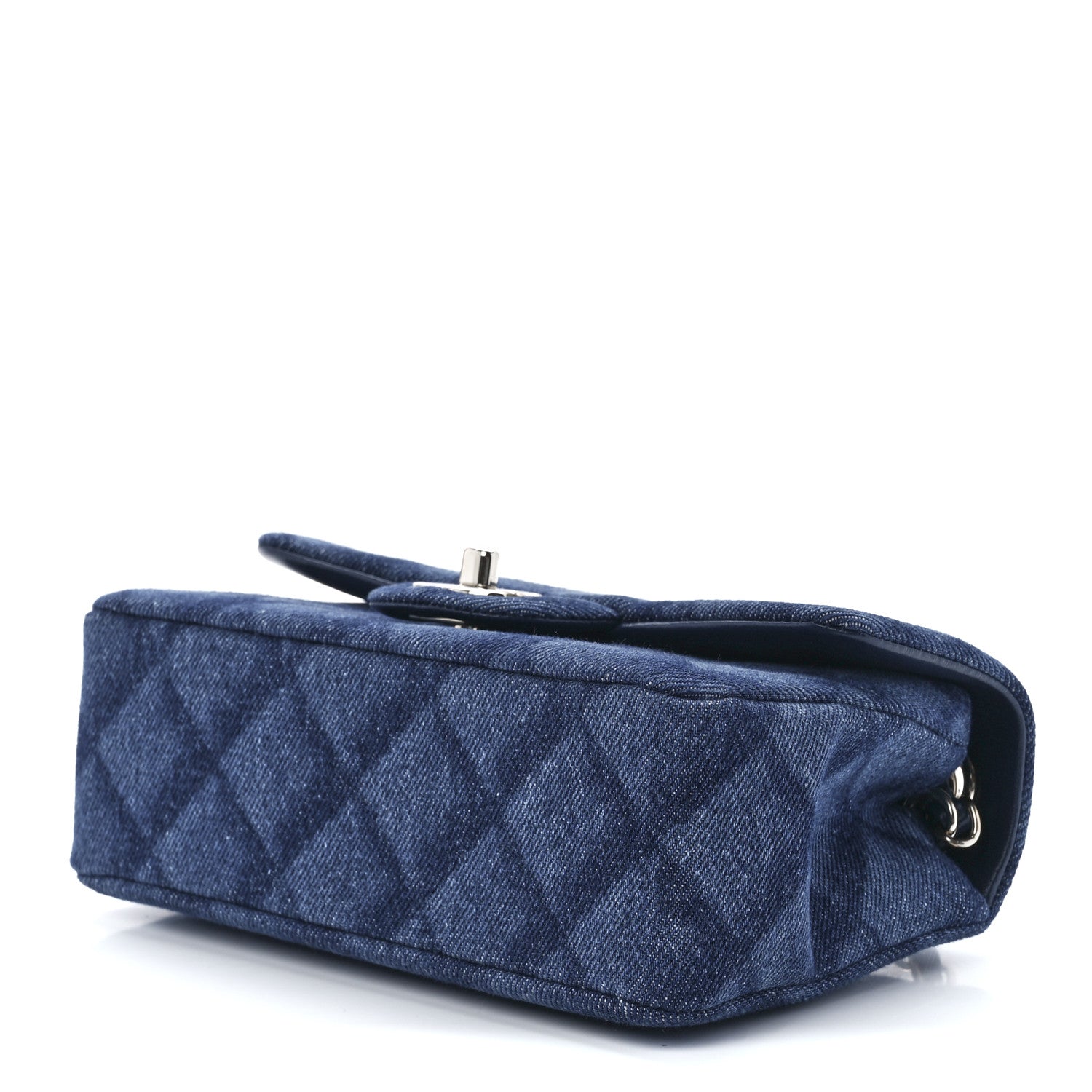 Chanel Printed Denim Quilted Mini Rectangular Flap Dark Blue 10 of 13