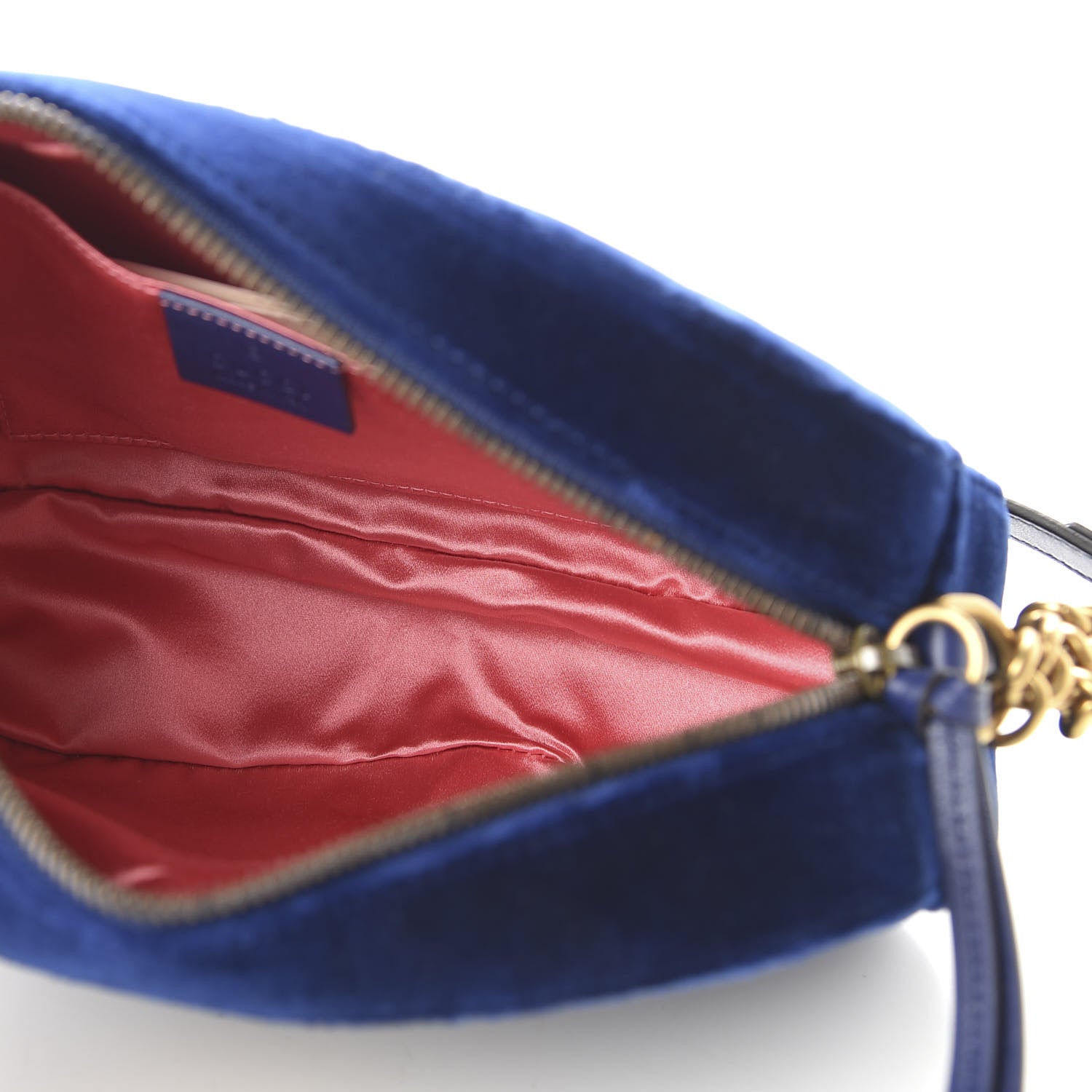 Gucci Velvet Matelasse Small GG Marmont Chain Shoulder Bag Cobalt 5 of 9